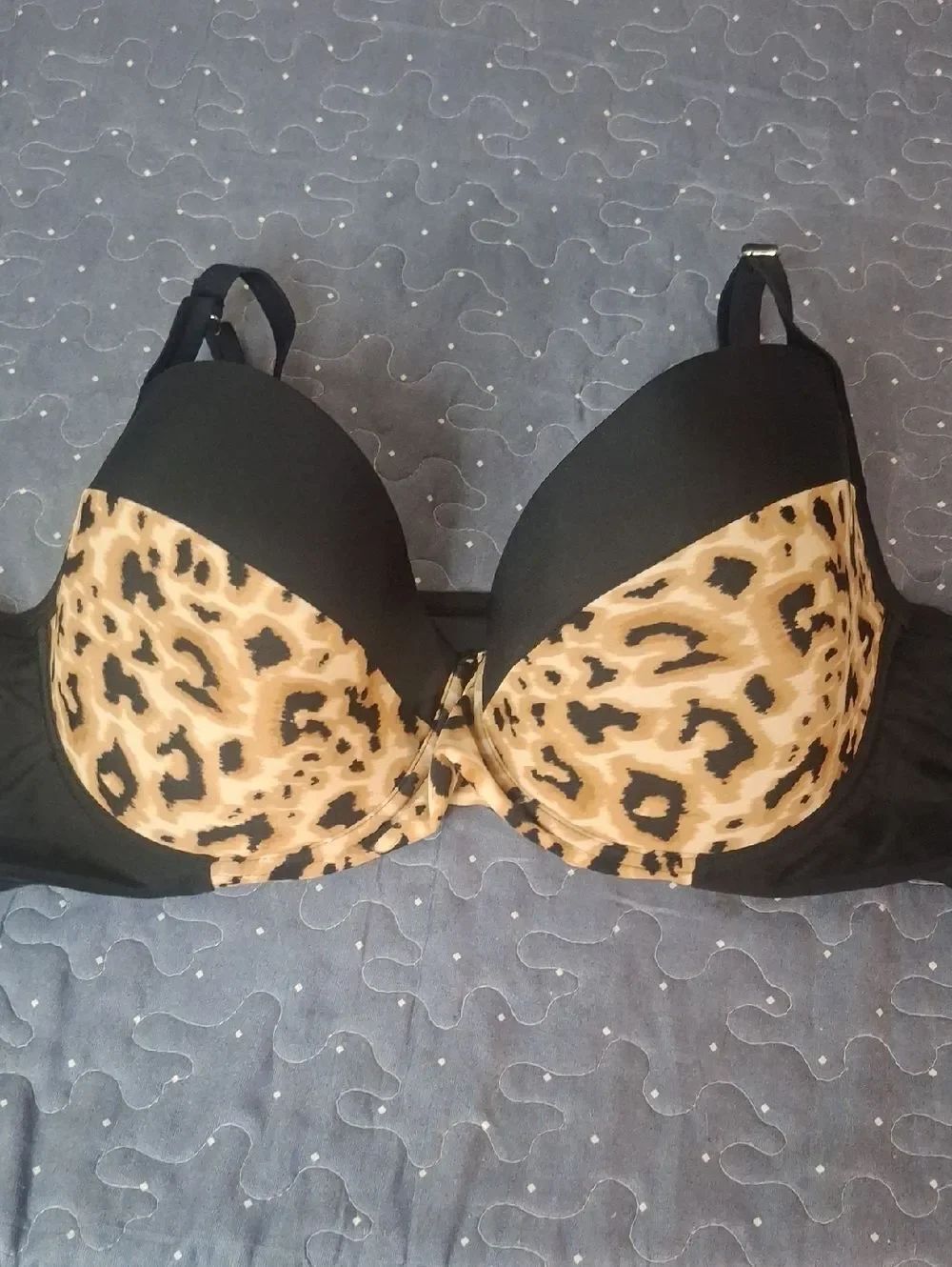 Joe Boxer Black & Leopard Print Women's Swim top size 2X